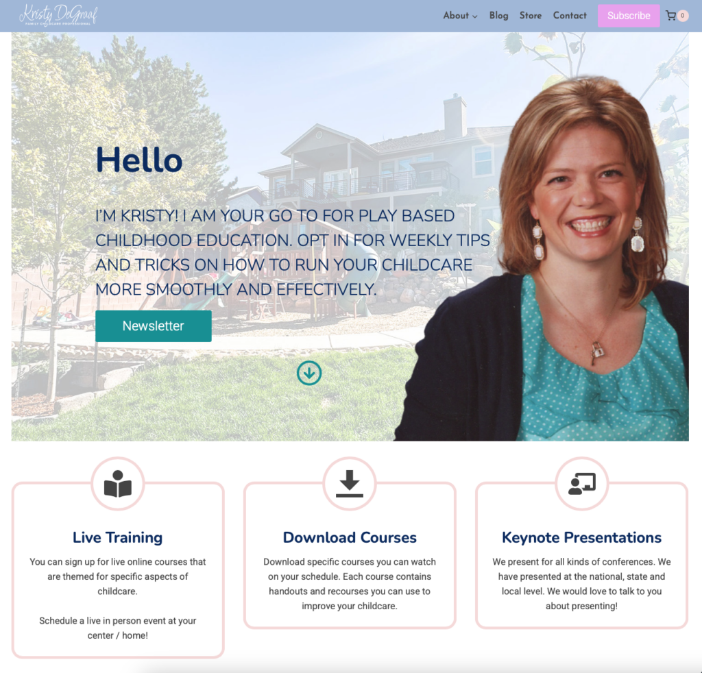 Kristy DeGraaf Child Care Coach Website